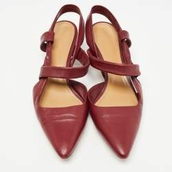 The Row Burgundy Leather Coco Twist Slingback Pumps Size 40