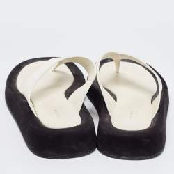 The Row White /Black Leather and Suede Ginza Thong  Flats Size 39