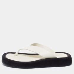 The Row White /Black Leather and Suede Ginza Thong  Flats Size 39