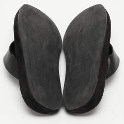 The Row Black Leather Thong Flat Slides Size 37