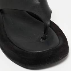 The Row Black Leather Thong Flat Slides Size 37
