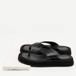 The Row Black Leather Thong Flat Slides Size 37