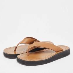 Pre Owned The Row Brown Leather Ginza Thong Sandals Size 38