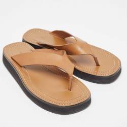 Pre Owned The Row Brown Leather Ginza Thong Sandals Size 38