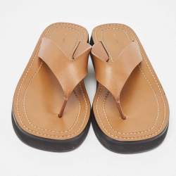 Pre Owned The Row Brown Leather Ginza Thong Sandals Size 38