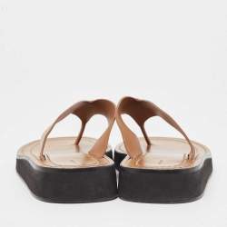 Pre Owned The Row Brown Leather Ginza Thong Sandals Size 38