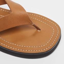 Pre Owned The Row Brown Leather Ginza Thong Sandals Size 38