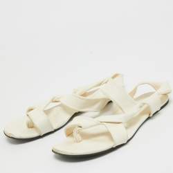 The Row Cream Leather Elastic Slingback Sandals Size 37