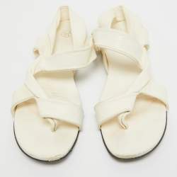 The Row Cream Leather Elastic Slingback Sandals Size 37