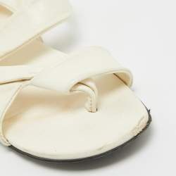 The Row Cream Leather Elastic Slingback Sandals Size 37