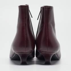 The Row Burgundy Leather Ankle Boots Size 37