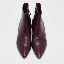 The Row Burgundy Leather Ankle Boots Size 37