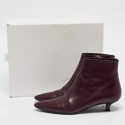 The Row Burgundy Leather Ankle Boots Size 37