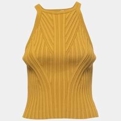 The Sei Yellow Ribbed Knit Sleeveless Top M