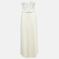 مملوكة مسبقًا The Soraya Off White Crepe/Plisse Corset Top & Skirt Set S