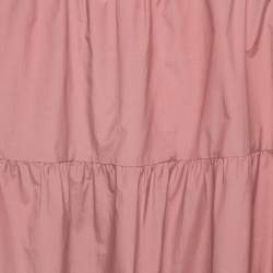 Pre Owned Theory Coral Pink Cotton Blend Halter Neck Tiered Maxi Dress S