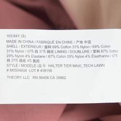 Pre Owned Theory Coral Pink Cotton Blend Halter Neck Tiered Maxi Dress S