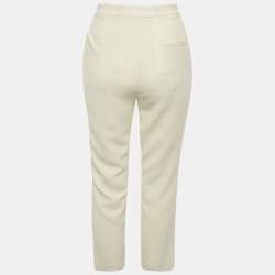 Pre Owned Theory Rice White Admiral Crepe High Waist Slim Fit Cropped Trousers S