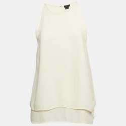 Pre Owned Theory Cream Silk Sleeveless Top S