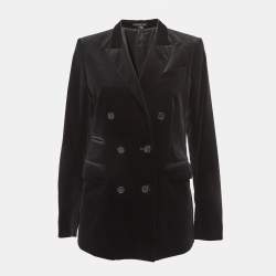 مملوكة مسبقًا Theory Black Velvet Double Breasted Blazer L