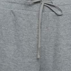 Pre Owned Theory Grey Pima Organic Cotton Rib Knit Trackpants L