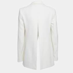 Pre Owned Theory White Crepe Button Front Back Slit Blazer M