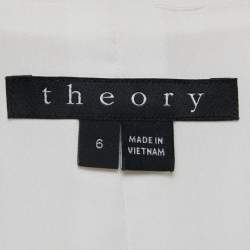Pre Owned Theory White Crepe Button Front Back Slit Blazer M