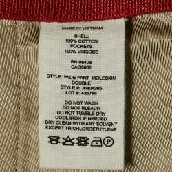 Pre Owned Theory Red Cotton High-Waist Wide-Leg Trousers L