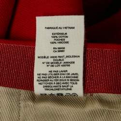 Pre Owned Theory Red Cotton High-Waist Wide-Leg Trousers L