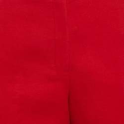 Pre Owned Theory Red Cotton High-Waist Wide-Leg Trousers L