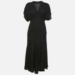 Theory Black Crepe Flared Midi Dress XS