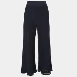 مملوكة مسبقًا Theory Navy Blue Rib Knit Palazzo Pants S