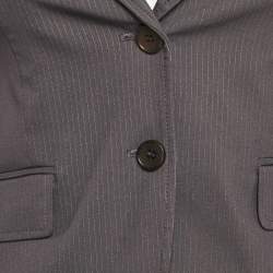 Theory Grey Stripe Patterned Cotton Blend Blazer XS 