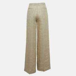 Pre Owned Theory Beige Linen Wide Leg Trousers S