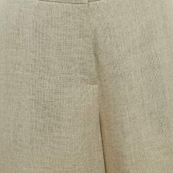 Pre Owned Theory Beige Linen Wide Leg Trousers S