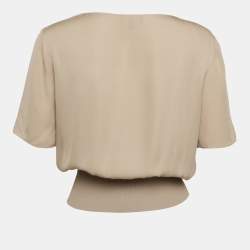Theory Dark Beige Silk Half Sleeve Top S