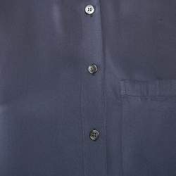 مملوكة مسبقًا Theory Blue Silk Button Front Sleeveless Mini Dress S