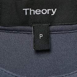 مملوكة مسبقًا Theory Blue Silk Button Front Sleeveless Mini Dress S