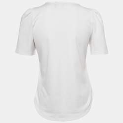 مملوكة مسبقًا Theory White Cotton Knit Half Sleeve T-Shirt S
