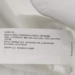 مملوكة مسبقًا Theory White Cotton Knit Half Sleeve T-Shirt S