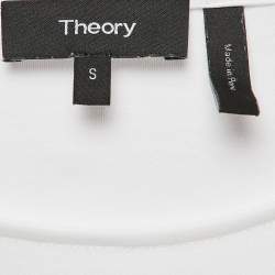 مملوكة مسبقًا Theory White Cotton Knit Half Sleeve T-Shirt S
