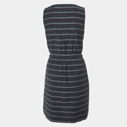 مملوكة مسبقًا Theory Navy Blue Striped Cotton Button Front Dress S