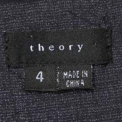 مملوكة مسبقًا Theory Navy Blue Striped Cotton Button Front Dress S