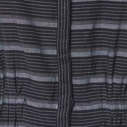 مملوكة مسبقًا Theory Navy Blue Striped Cotton Button Front Dress S