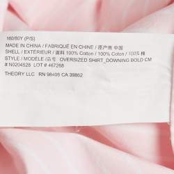 Theory Pink Striped Cotton Oversized Shirt S