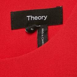Pre Owned Theory Red Crepe Sleeveless Admiral Mini Shift Dress M