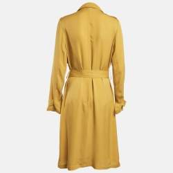 Theory Yellow Crepe Open Front Belted Coat M