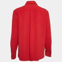 Theory Red Crepe Buttons Straight Point Shirt S