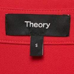 Theory Red Crepe Buttons Straight Point Shirt S