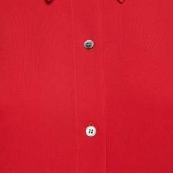 Theory Red Crepe Buttons Straight Point Shirt S